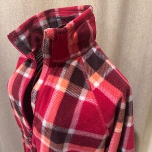 Eddie Bauer Women’s Red Plaid 1/4 Zip Fleece Pullover - Small